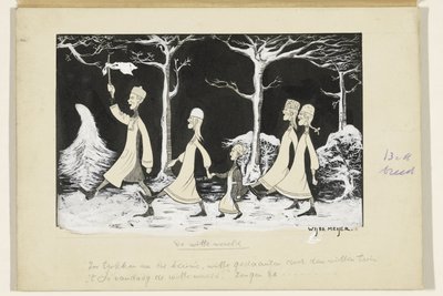 Henk, Anne, Hans, Noor and Elly Marching Through the Snow by Wybo Meijer (signed by artist)