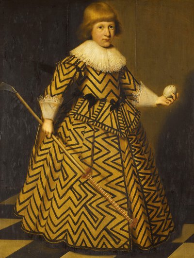 Portrait of a Boy with a Kolf Club by Wybrand de Geest (I)