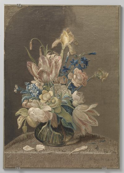 Tableau of Multicolored Embroidered Silk by Wynant Haelwegh