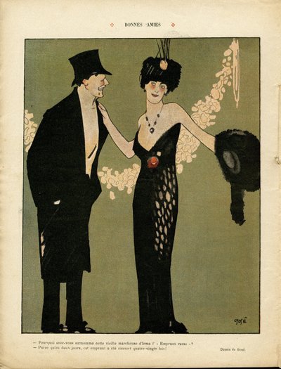 Illustration of Xavier Gose (1876-1915) in Le Lire, 06/02/09 - Good friends - Love, Fashion, Flowers by Xavier Gose
