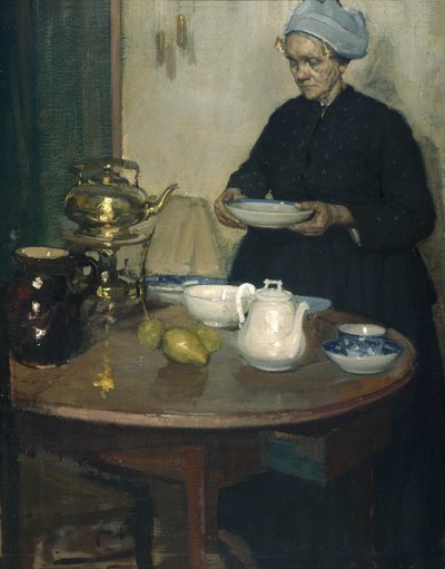 Woman at the coffee table by Xavier Mellery