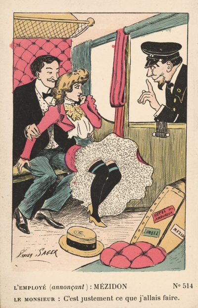 Couple in a Train Compartment by Xavier Sager