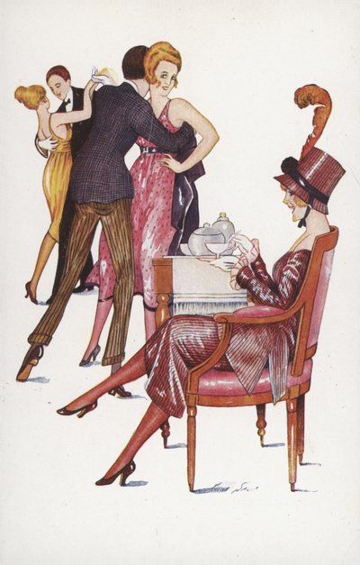 Couples Dancing, and Girl Drinking Sherbet by Xavier Sager