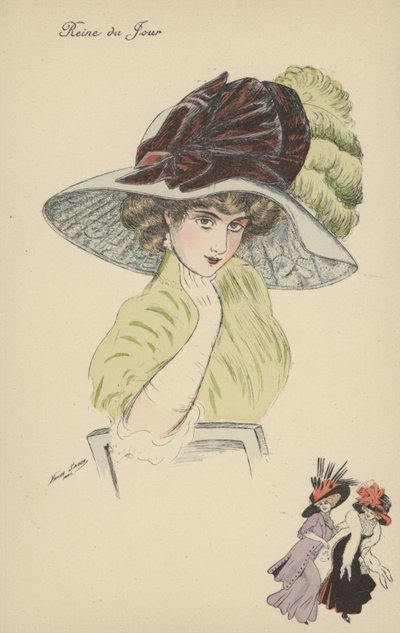 Reine du Jour, Pretty Girl with Large Hat by Xavier Sager