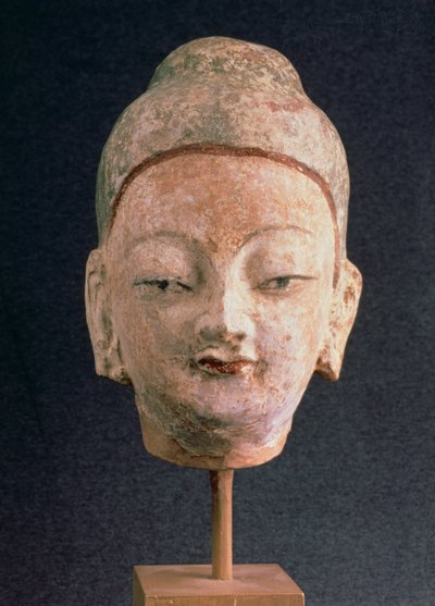 Head of a statue of Buddha, from Bezeklik, 9th-10th century by Xingjiang