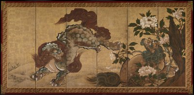 Lions and Tigers in Peony and Bamboo by Yamaguchi Sekkei