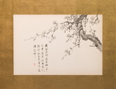 Prunus Blossoms, folding screen, panel 1 of 4, Edo period 1844 by Yamamoto Baiitsu