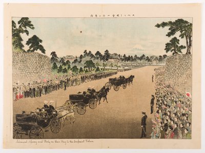 Admiral Sperry and Party on Their Way to the Imperial Palace by Yamamoto Shoun