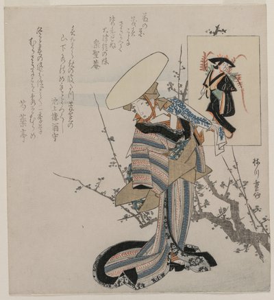 Woman by a Plum Tree Matched with the Wisteria Maiden, c. early 1830s by Yanagawa Shigenobu
