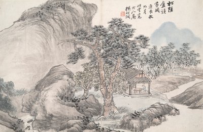 Reading at the Secluded Pine Studio by Yang Borun