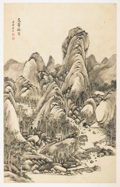 Magnificence of Overhanging Bluff, from an album of 12 leaves by Yongxi Jin