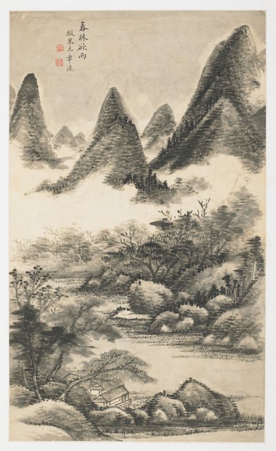 Spring Tree Grove Before Rain, from an album of 12 leaves by Yongxi Jin