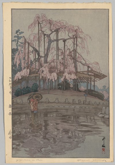 Eight Scenes of Cherry Blossoms: Spring Rain by Yoshida Hiroshi