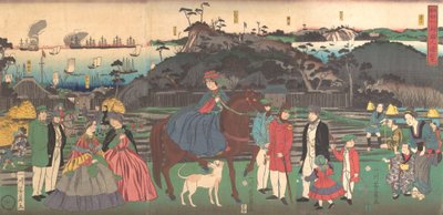 Foreigners Visiting the Famous Site of Mt. Gongen in Kanagawa by Yoshikazu