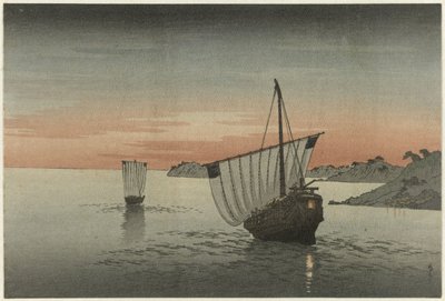 Two Sailing Ships Along the Coast by Yoshimune (II) , Utagawa