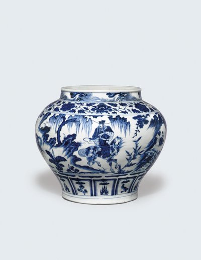 Exceptionally Rare and Important Blue and White Jar, Guan by Yuan Dynasty Chinese School