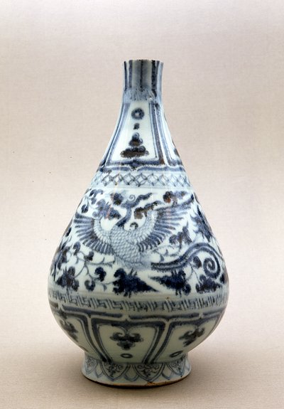 Blue and white vase, Yuan Dynasty (1206-1368) by Yuan Dynasty Chinese School