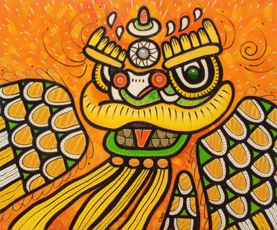 Lion dance yellow, 2022 by Yue Zeng