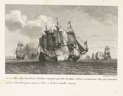 Jan Bart Attacks Two English Ships, 1689 by Yves Marie Le Gouaz