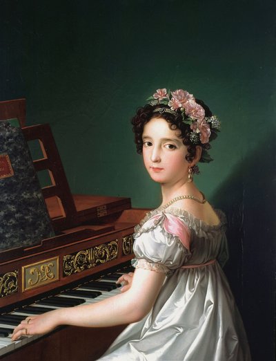 Manuela González Velázquez Playing the Piano by Zacarias Gonzalez Velazquez