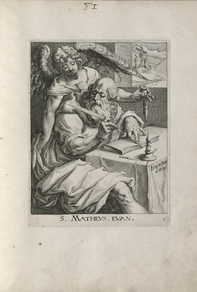 Saint Matthew, Plate 1 from The Four Evangelists by Zacharias Dolendo