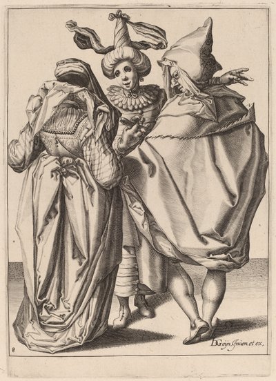A Couple Addressing a Gesticulating Young Man by Zacharias Dolendo after Jacques de Gheyn II