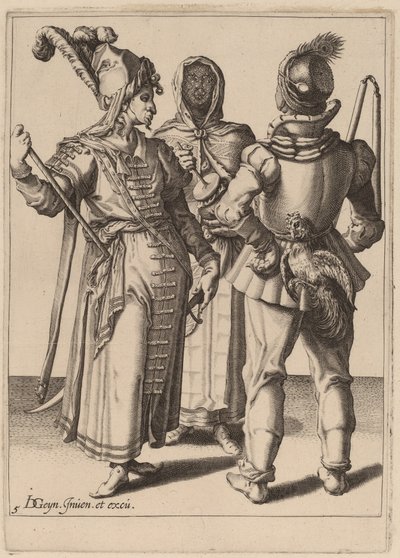 A Grandee, a Peasant, and a Veiled Woman by Zacharias Dolendo after Jacques de Gheyn II
