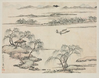 Landscape Album in Various Styles: The Stream of Wuling, 1684 by Zha Shibiao