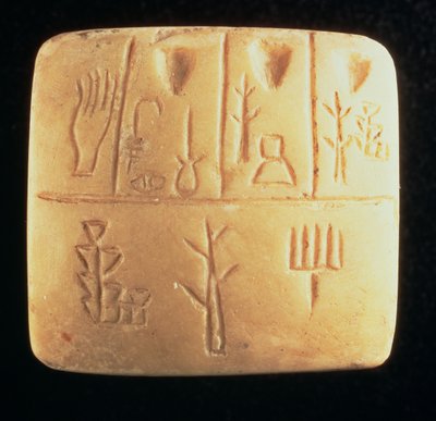 Tablet with pictographic inscription, Mesopotamian, late 4th century BC by Hippolyte Lalaise Devéria