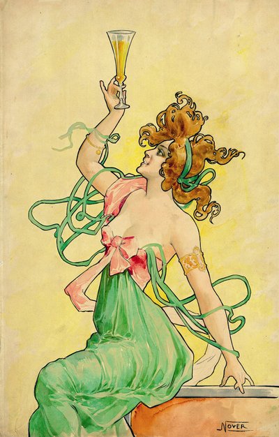 Absinthe Blanqui, c. 1900, Design for an Advertising Poster, Signed Nover by Frederick (attr. to) Barnard