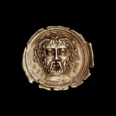Ancient Greek Coin with Facing Head of Zeus, Circa 360BC by Hippolyte Lalaise Devéria