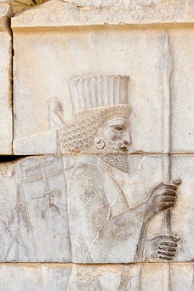 Ancient Relief of Achaemenid; Persian with Lance; Soldier of Immortal Guard on the Apadana Palace; Archaeological Site; Ancient Persian City Persepolis; UNESCO World Heritage Site; Fars Province; Iran; Asia by Frederick (attr. to) Barnard