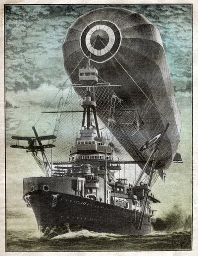 British Breastplate couple has an airship and an airplane. War ship project by . .