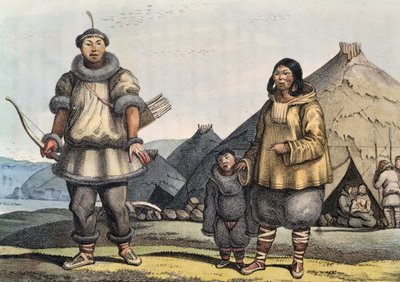 Chukchi family in front of hut, Bering Strait, Russia, by Louis Choris by Georg Carl Heinrich Dollmann