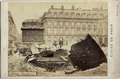 Commune of Paris (1871): Ruins on Place Vendome in Paris. Photography 1871. Dim. 16.5x10.8 cm by Frederick (attr. to) Barnard