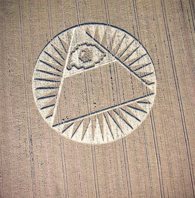 Crop circle in wheat field, Highclere, Hampshire, 21st July 2002 by Ferdinand Georg Waldmuller