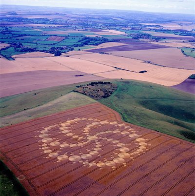Crop circle in wheat field, Milk Hill, Alton Priors, Vale of Pewsey, Wiltshire by Ferdinand Georg Waldmuller