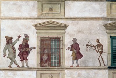 Dance of Death, fresco, Milesi house, Cassiglio, Lombardy, Italy by Georg Carl Heinrich Dollmann