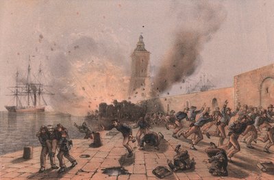 Explosion of powder keg of Lantern, siege of Ancona by William Walcutt