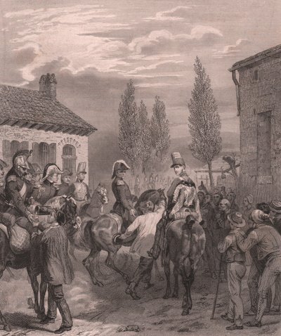 French army entering Belgium, August 1831, steel engraving on china paper by William Walcutt