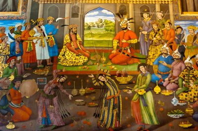 Fresco; Banquet with Dancing Girls; Shah Tahmasp Receives the Indian Mughal Emperor Homayun; 1544; Chehel Sotoun; Forty Pillars Palace; Isfahan; Iran; Asia by Frederick (attr. to) Barnard