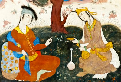 Fresco; Two Lovers; Persian Miniature; Chehel Sotoun; Forty Pillars Palace; Isfahan; Iran; Asia by Frederick (attr. to) Barnard