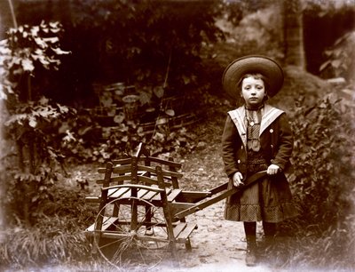 Girl with Cart in a Garden, Early Twentieth Century by . .