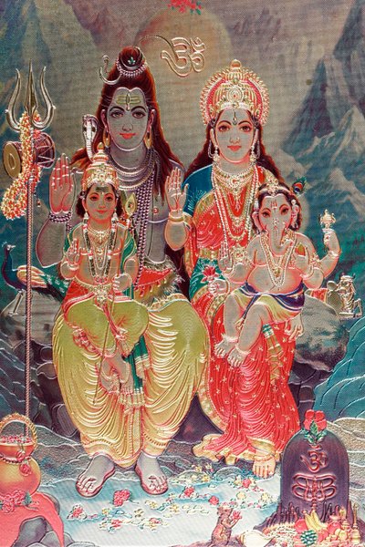 God Shiva and Goddess Parvati with Their Son Ganesha by . .