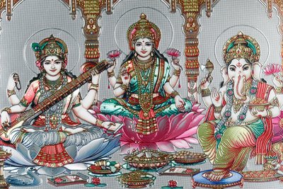 Lakshmi, the Wife of Vishnu, Goddess of Prosperity, Good Fortune, and Beauty. Ganesh by . .