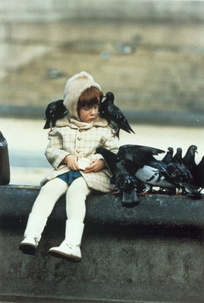 Little Girl with Pigeons by Frederick (attr. to) Barnard