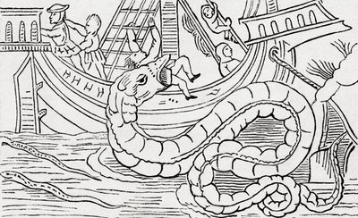 Man being eaten by a sea serpent by . .