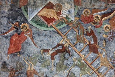 Monastery (manastirea Sucevita). The church. Exterior. North wall. Mural paintings by . .