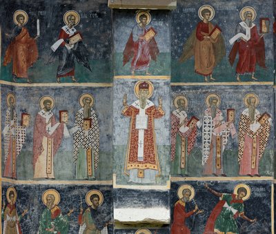 Monastery (manastirea Sucevita). The church. Exterior. The choir. South part by . .