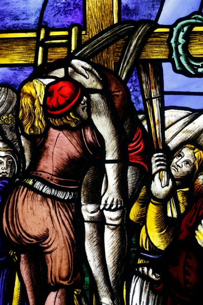 Museum of the Milan Cathedral. Stained glass window. Deposition of Christ. 16th century. Italy. by . .